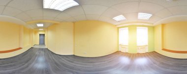 Küresel 360 derece panorama projeksiyon, modern düz daireler iç boş odada panorama.