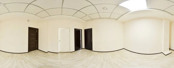 360-Grad-Rundumblick in modernem, leerem Wohnungsinterieur, gradliniges Panorama. — Stockfoto