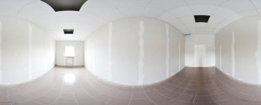 Küresel 360 derece panorama projeksiyon, panorama iç boş oda onarım dekorasyon modern düz daireler.