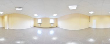 Küresel 360 derece panorama projeksiyon, modern düz daireler iç boş odada panorama.
