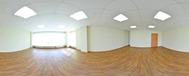 Küresel 360 derece panorama projeksiyon, modern düz daireler iç boş odada panorama.