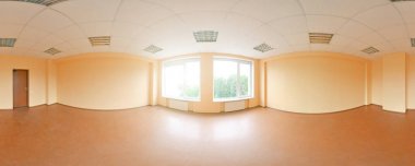 Küresel 360 derece panorama projeksiyon, modern düz daireler iç boş odada panorama.