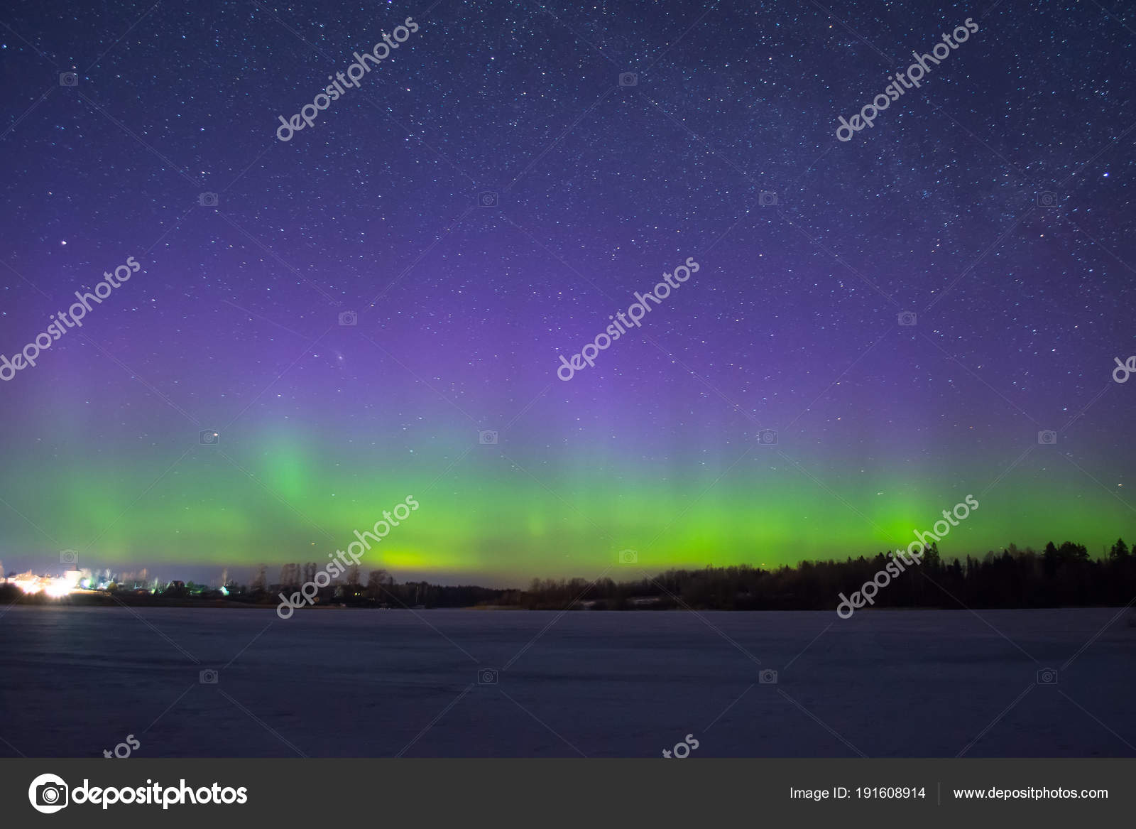 Polaire Northen Lights Aurores Boréales Dans La Nuit Dans Le