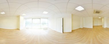 Modern düz daireler iç boş odada küresel 360 derece panorama projeksiyon.