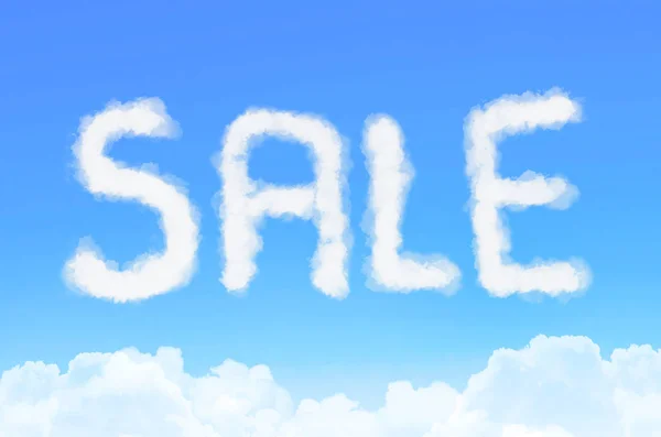 Inscription sale in the clouds against the blue sky