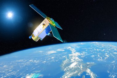 Dünya 'nın düşük yörüngesindeki atmosfer ve hidrosferi incelemek için uydu. Bu görüntünün elementleri Nasa tarafından döşenmiştir.
