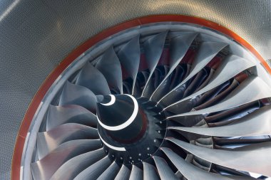 Uçak motoru vane türbin pervaneleri yakın görüş