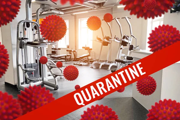 Empty Closed Quarantine Gym Concept Fighting Coronavirus Epidemic Covid — Stock Photo, Image