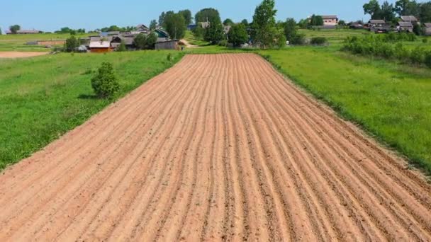 Vista Los Campos Arados Primavera Para Cultivo Patatas Maíz Trigo — Vídeo de stock