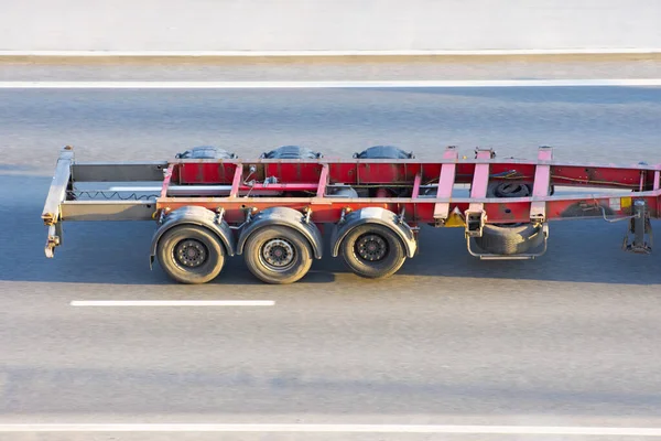 Empty Metal Frame Trailer Transporte Mercadorias Estrada — Fotografia de Stock