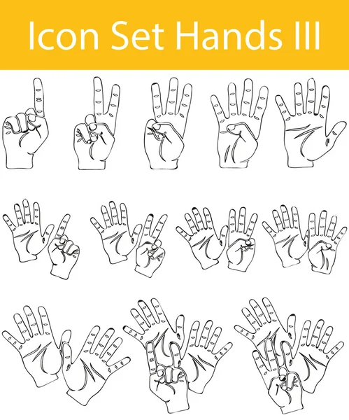 Set de iconos forrados Doodle dibujado Manos III — Vector de stock