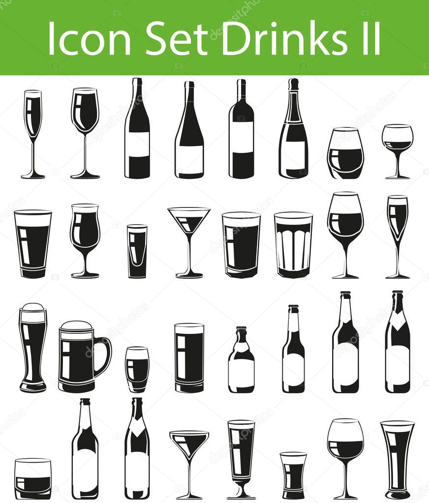 Icon Set Drinks II with 32 icons for the creative use in graphic design