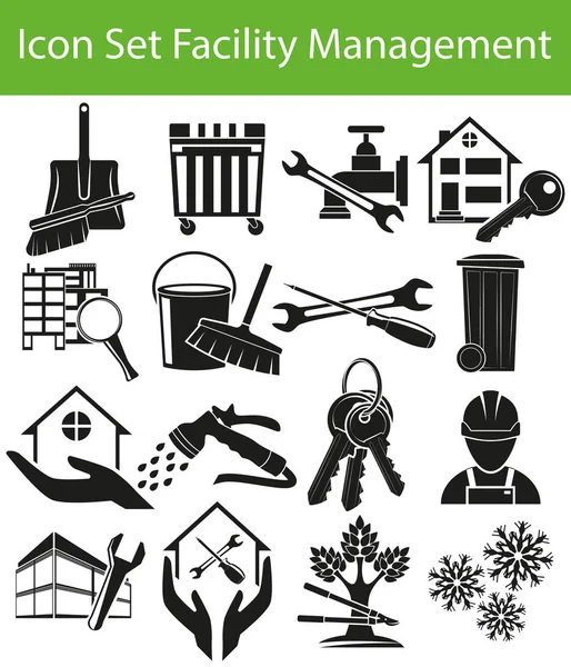 Ikonuppsättning Facility Management jag — Stock vektor