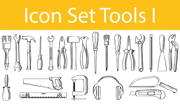 Gezeichnet Doodle liniert Icon Set Tools i — Stockvektor