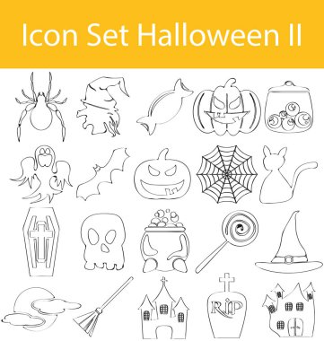Çizilmiş Doodle Icon Set Halloween II kaplı