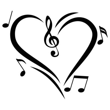 Simgesi kalp müzik notlar