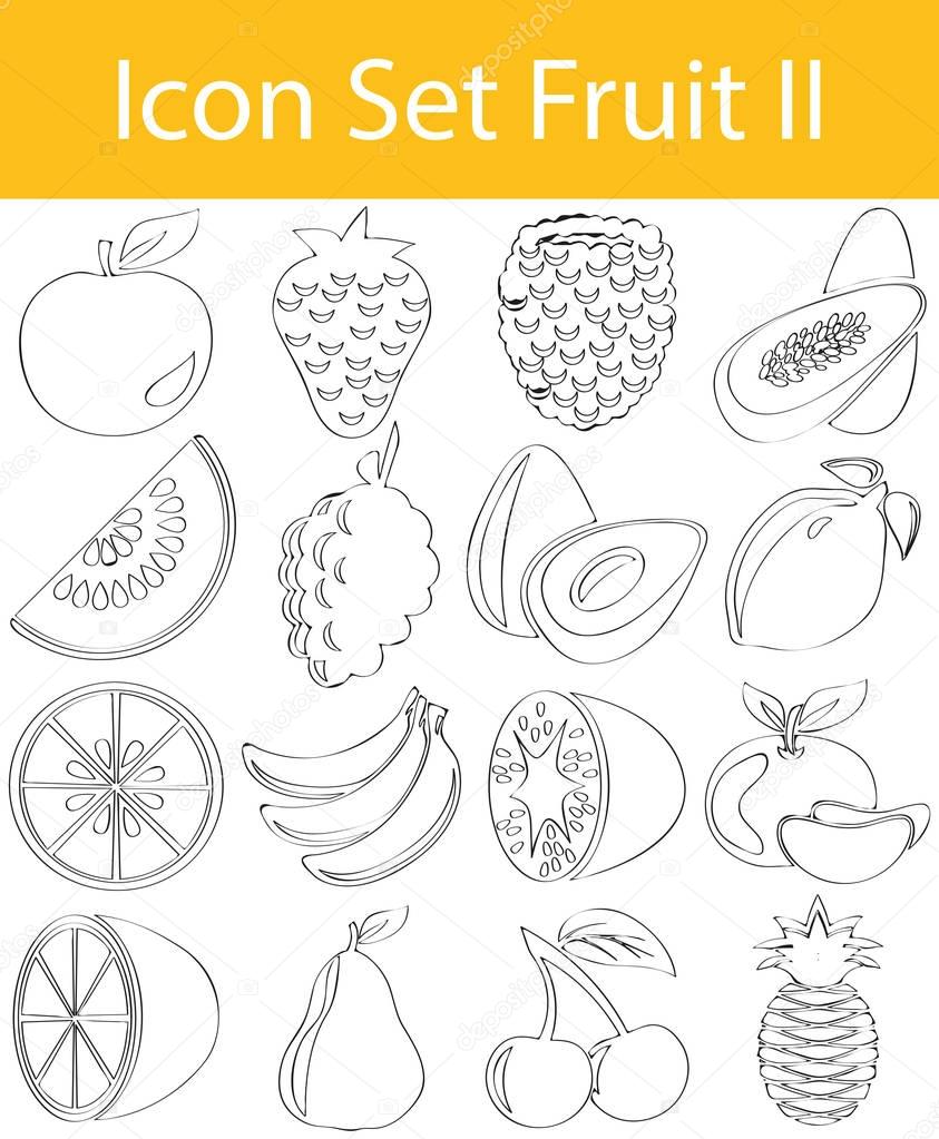 Drawn Doodle Lined Icon Set Fruit II with 16 icons for the creative use in graphic design