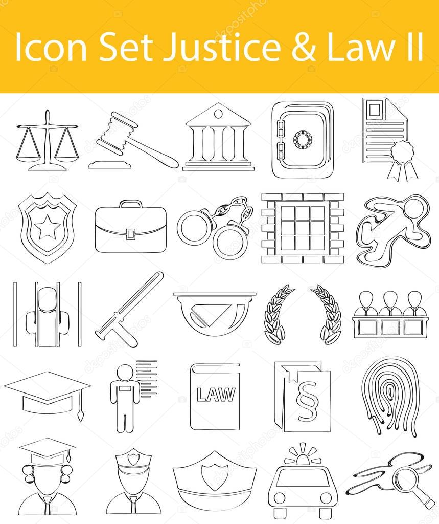 Drawn Doodle Lined Icon Set Justice & Law II with 25 icons for the creative use in graphic design