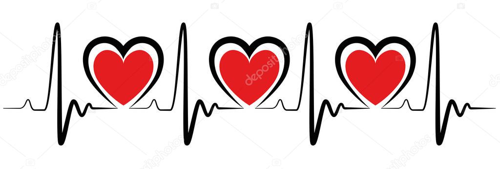 Banner Heartbeat Heart Shape Illustration