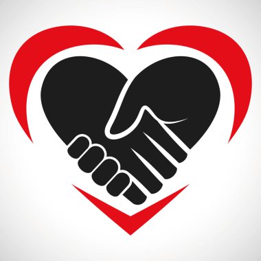 İllüstrasyon simge vektör kalp el sıkışma