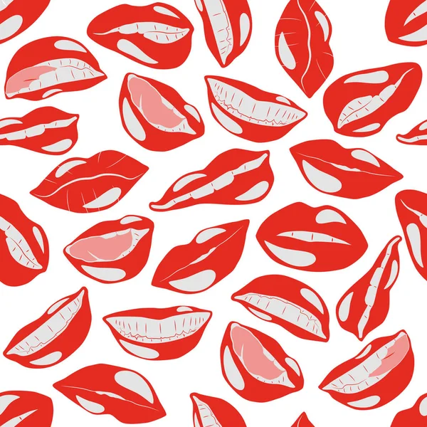 Illustration Seamless Pattern red Lips — Stock Vector