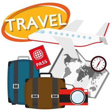 Yaratıcı grafik tasarım için illüstrasyon düz tasarım yaz tatil seyahat