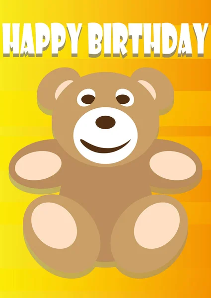 Playful Illustration Birthday Card Teddy — Stock Vector