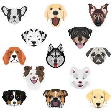 Çizimde koleksiyon köpekler