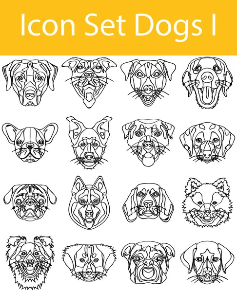 Çizgili Doodle çizilmiş Icon Set ben köpekler