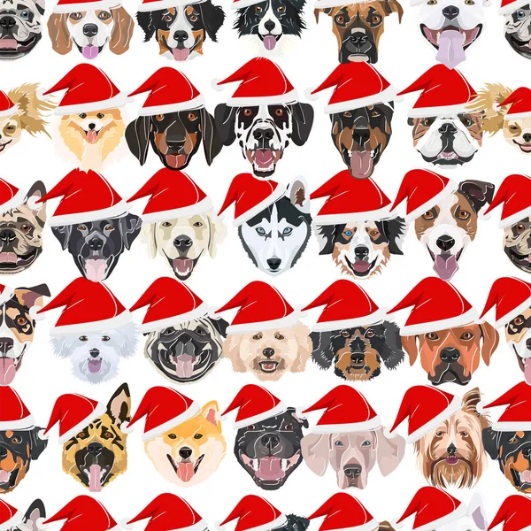 Illustrazione dei cani modello senza cuciture Buon Natale — Vettoriale Stock