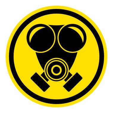 Grafikte uyarı gaz maskesi var. İllüstrasyon temalı, salgın ve virüslü grafik tasarımlar için mükemmeldir.