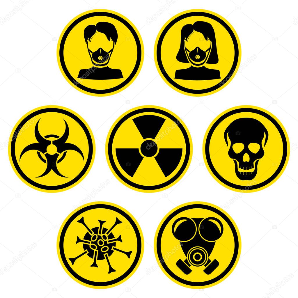 The graph shows a set of warning signs at a deadly epidemic. The illustration is perfect for graphic designs that have the theme pandemic