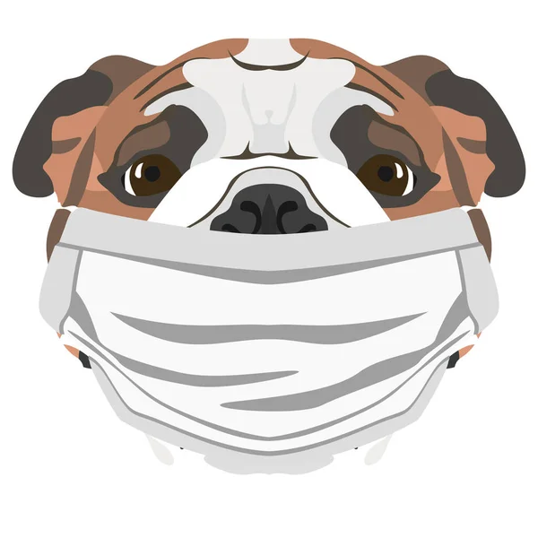 Illustratie Van Een Engelse Bulldog Met Ademhalingsapparaat Dit Moment Van — Stockvector