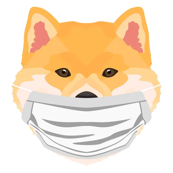 Ilustración Shiba Inu Con Respirador Este Momento Pandemia Diseño Gráfico — Vector de stock