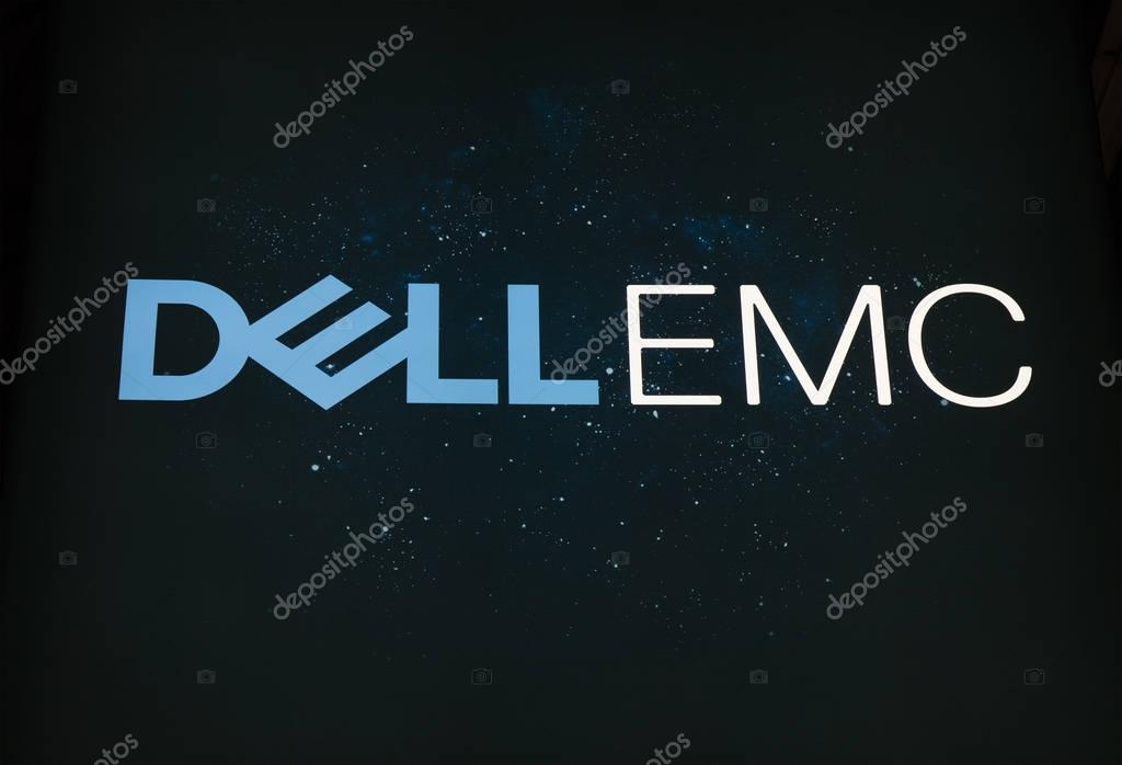 Amsterdam, Netherlands -september 15, 2017: Dell emc letters on a starry sky
