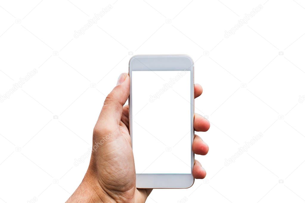 Male hand holding smartphone 