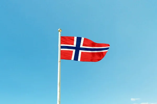 Norveç bayrağı direği — Stok fotoğraf