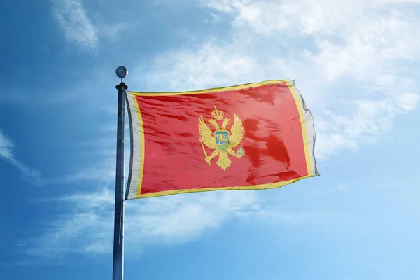 Flag of Montenegro on the mast — Stock Photo, Image