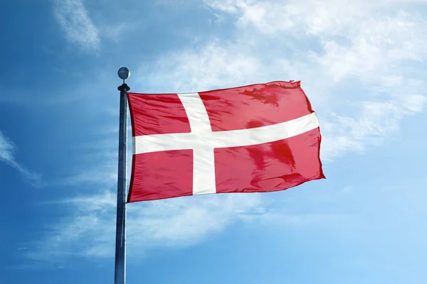Flag of Denmark on the mast — Stock Photo, Image