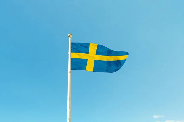 Flag of  Sweden on the mast — Stock Photo, Image