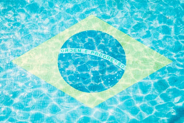 Flag of Brazil tiles in pool — Stock Photo, Image