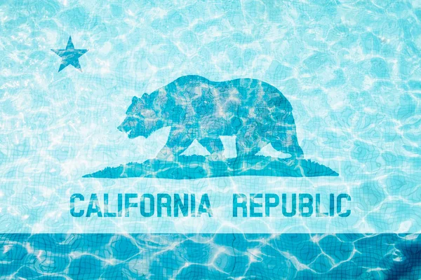 Flag of California tiles in pool — Stock Photo, Image