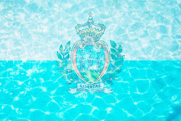 Bandeira de San Marino telhas na piscina — Fotografia de Stock