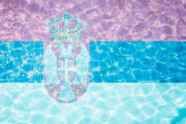 Flag of Serbia tiles in pool