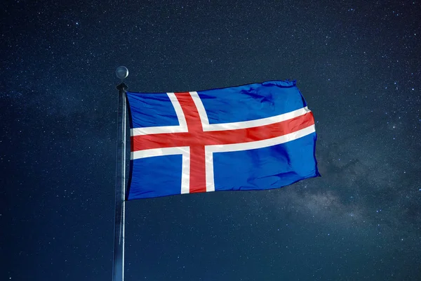 아이슬란드 깃발 돛대에 — 스톡 사진