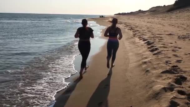 ビーチで走っている女性 — ストック動画