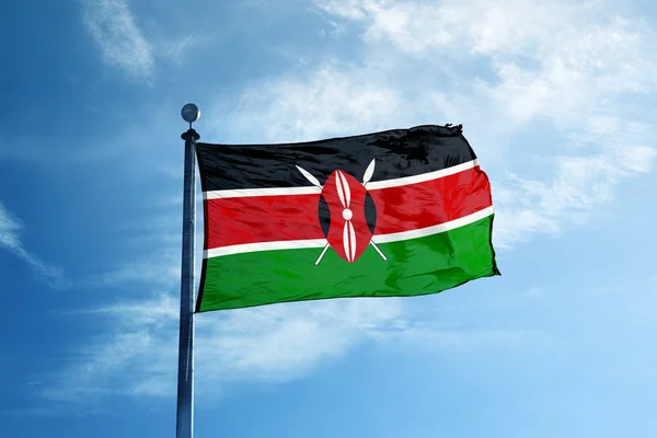 Flag of Kenya on the mast — Stock Photo, Image