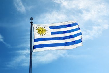 Uruguay bayrağı direği üzerinde 