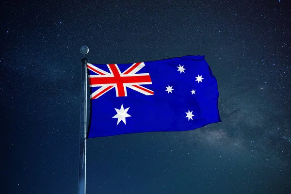 澳大利亚国旗在桅杆上 — 图库照片