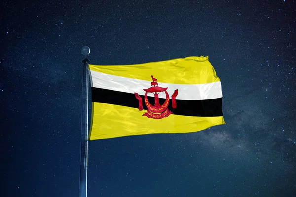 Brunei flag on the mast — Stock Photo, Image